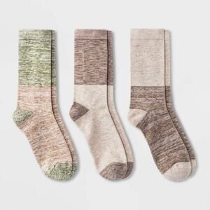 NEW Goodfellow & Co. Colorblock Crew Socks 3 Pack Cream Tan Green Men's 6-12
